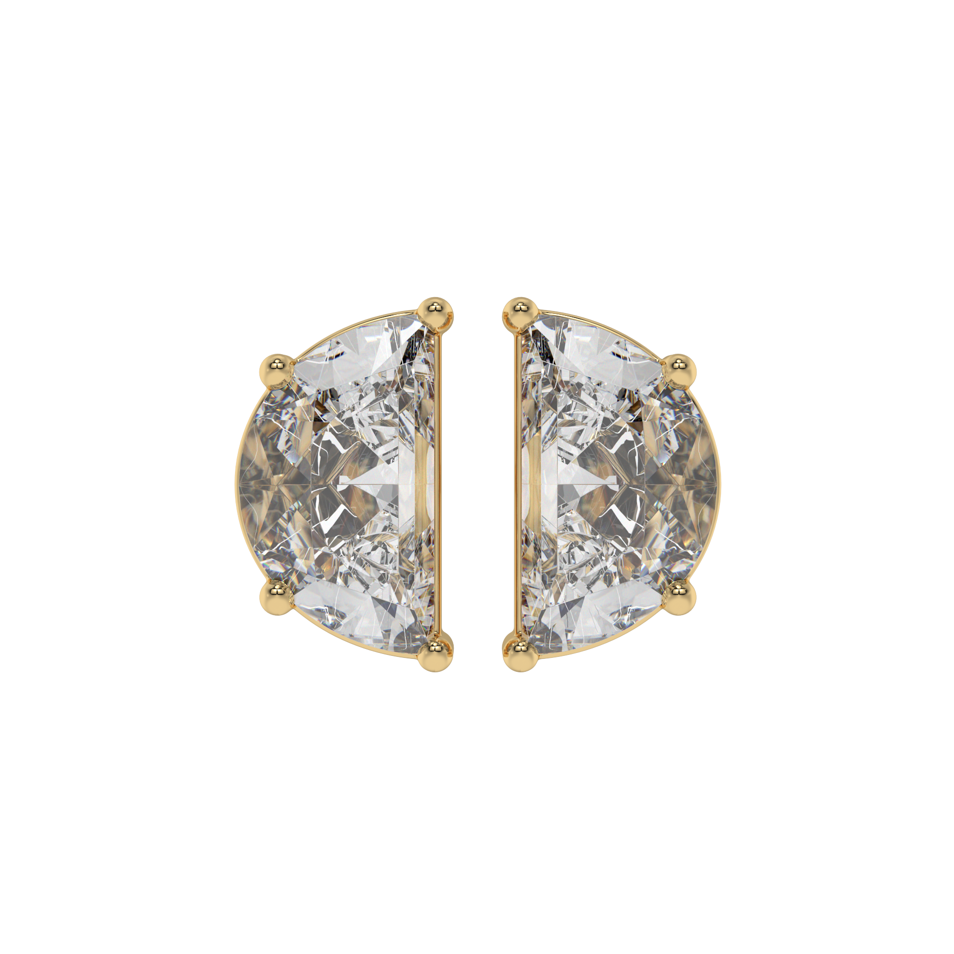 Half Moon Diamond Stud Earrings Caratlink