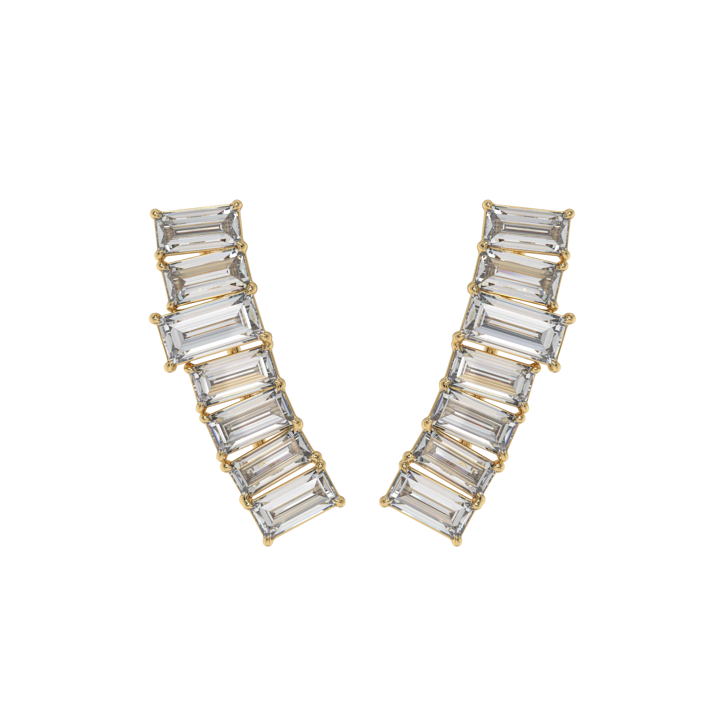 Baguette Cascade Diamond Ear Cuffs Caratlink