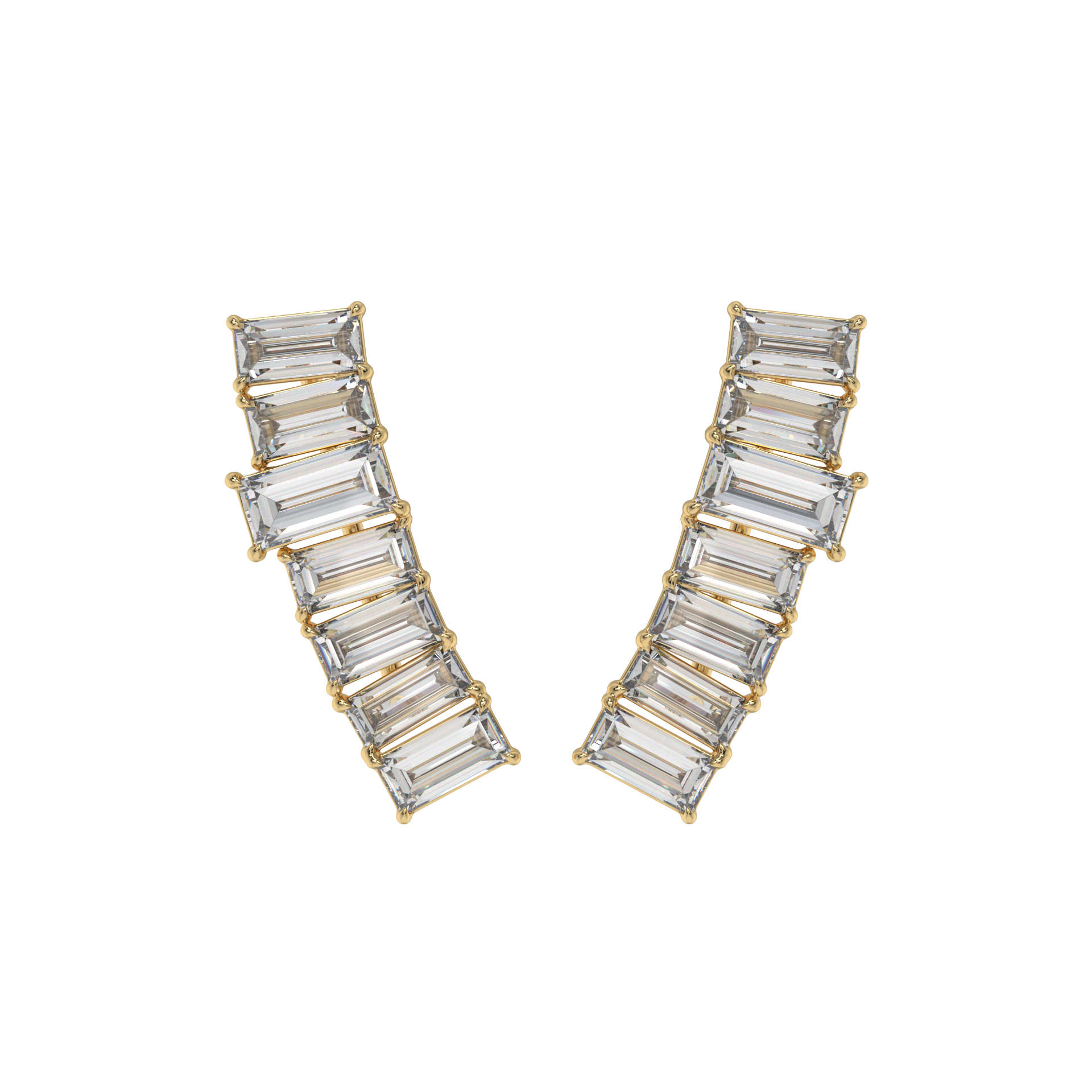 Baguette Cascade Diamond Ear Cuffs Caratlink