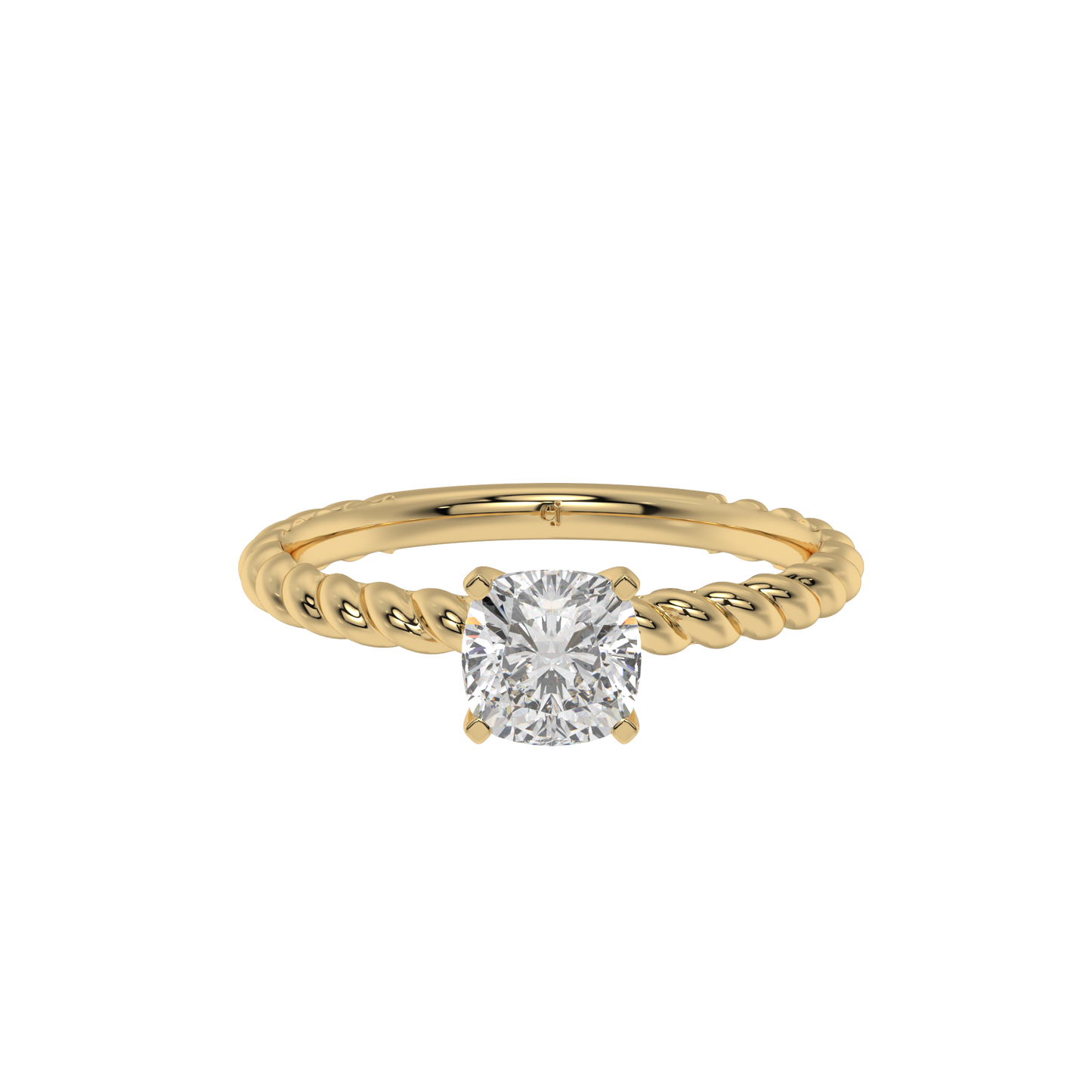 Twisted Rope Cushion Solitaire Ring - Caratlink