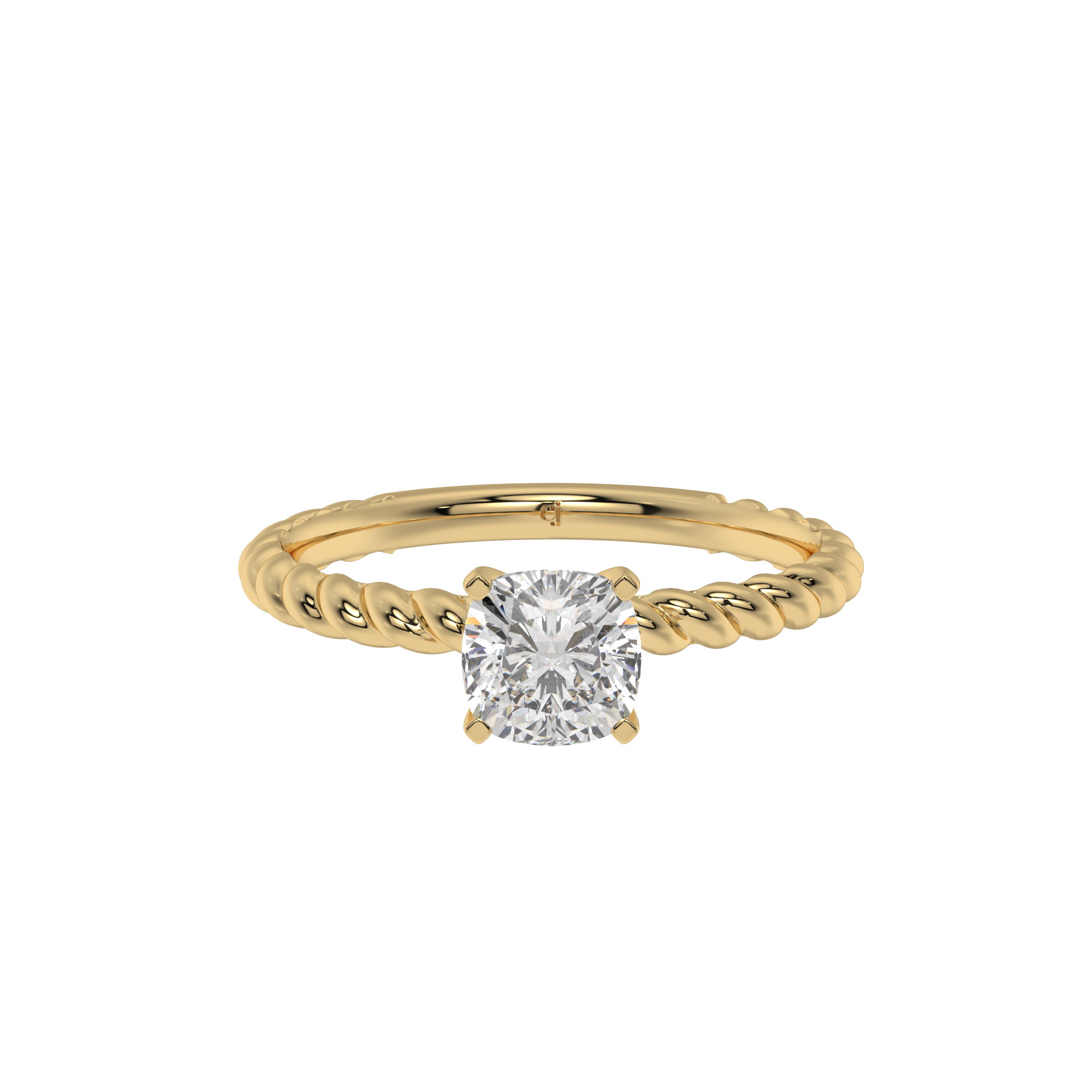 Twisted Rope Cushion Solitaire Ring - Caratlink