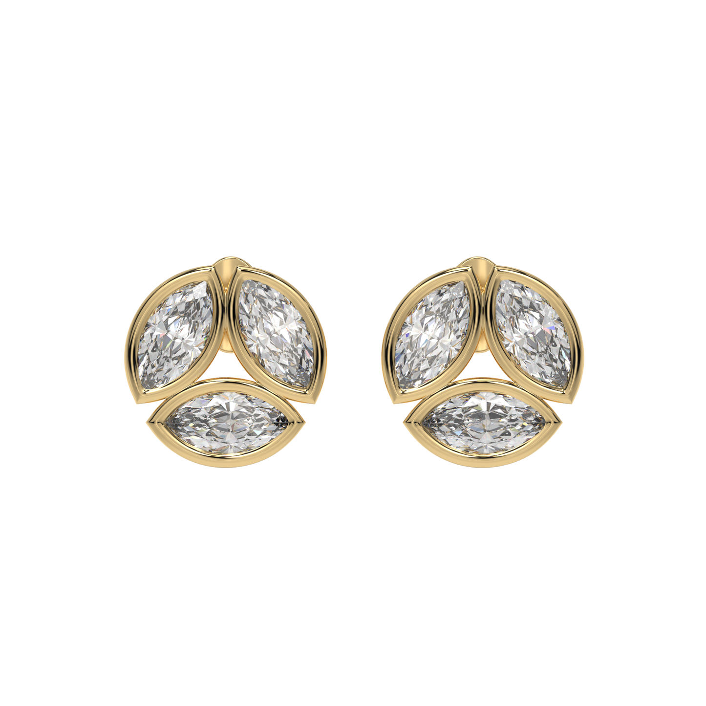 Marquise Trio Diamond Stud Earrings Caratlink