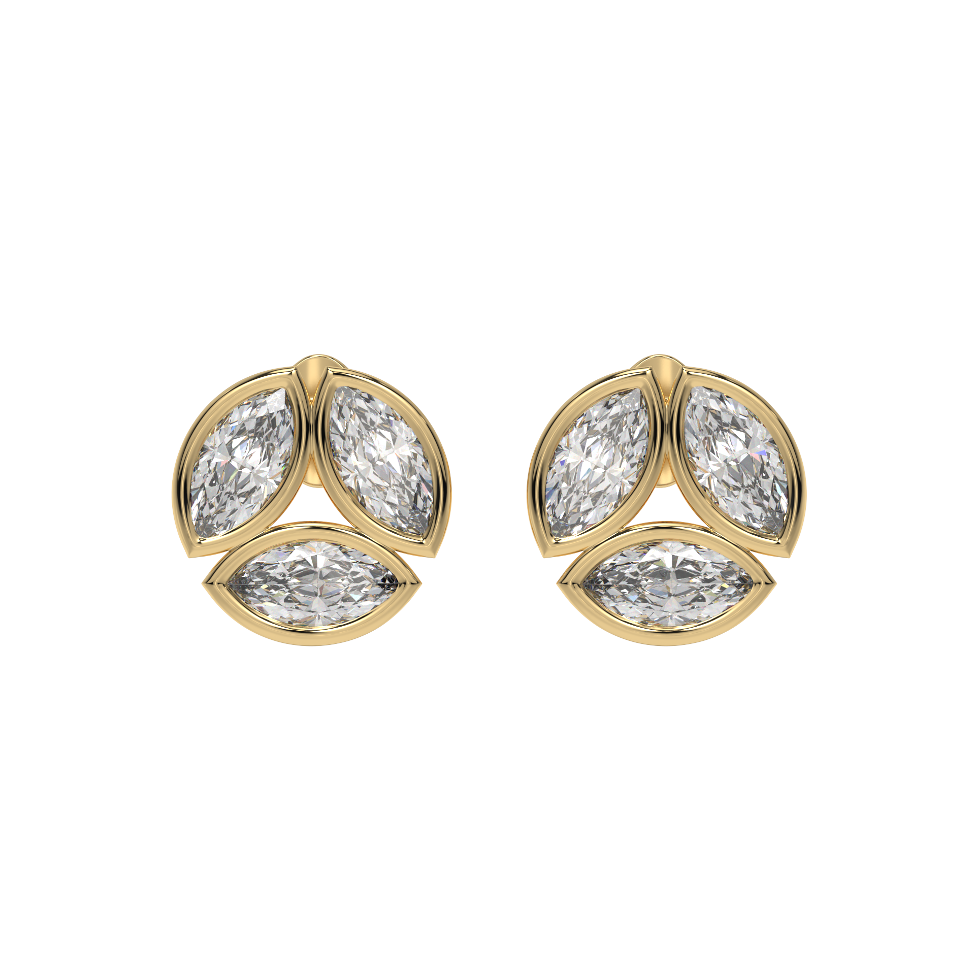 Marquise Trio Diamond Stud Earrings Caratlink