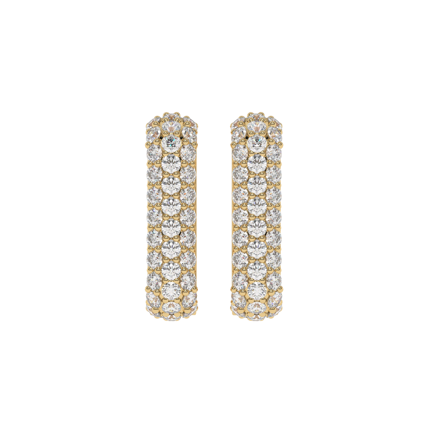 Triple Row Diamond Hoop Earrings