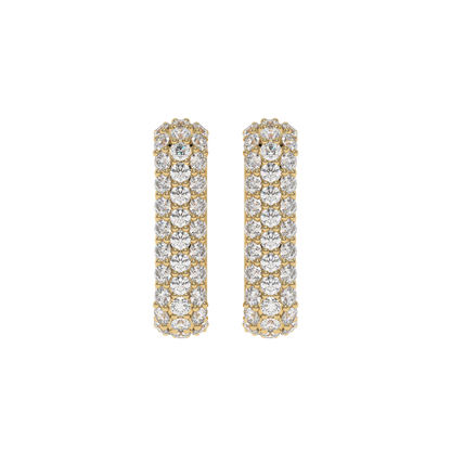 Triple Row Diamond Hoop Earrings