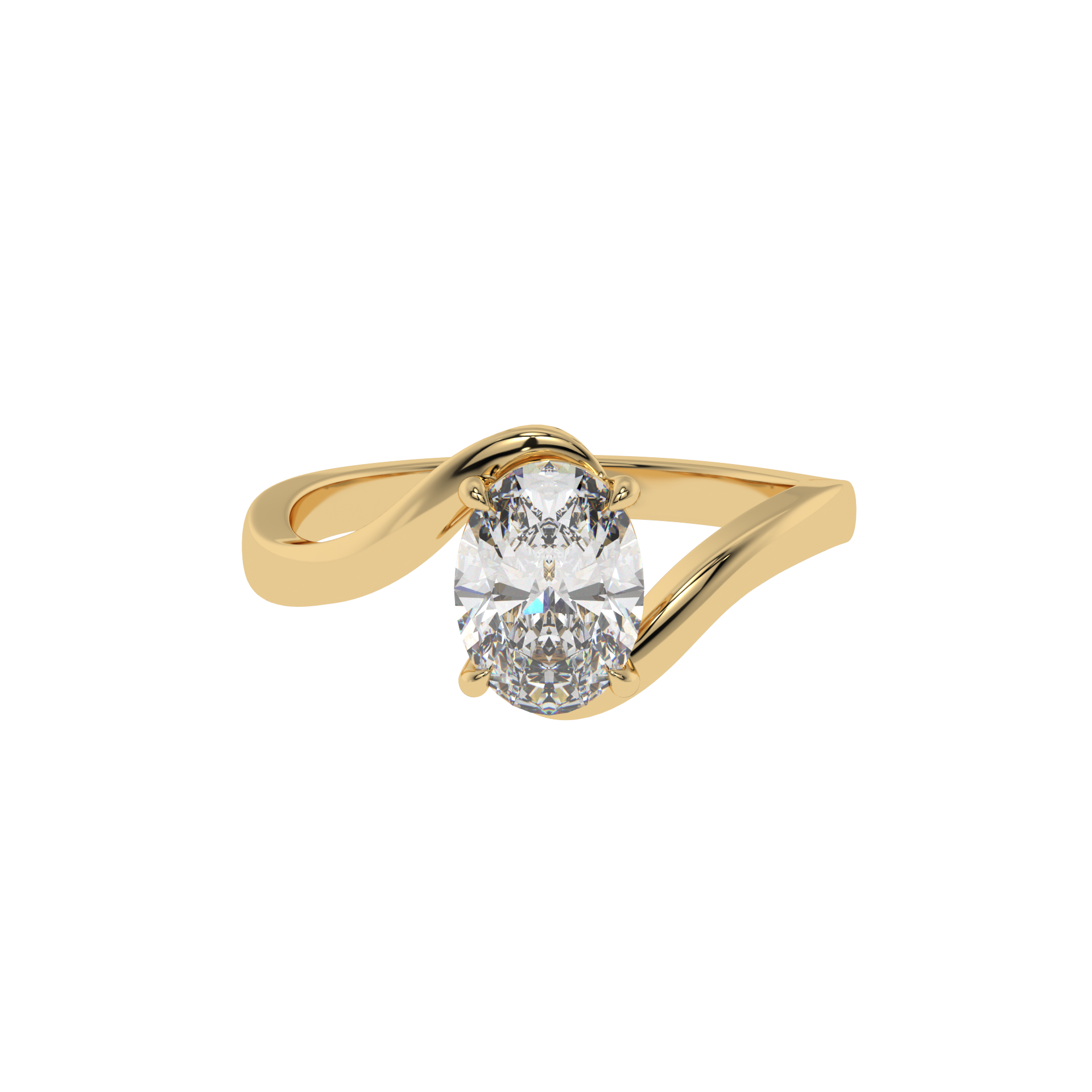 Serene Twist Oval Solitaire Ring - Caratlink