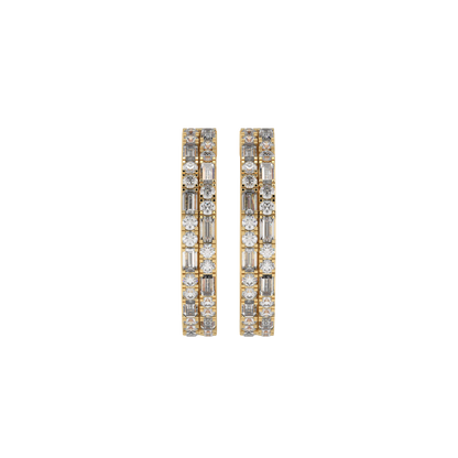 Luxe Baguette & Round Diamond Hoops Caratlink