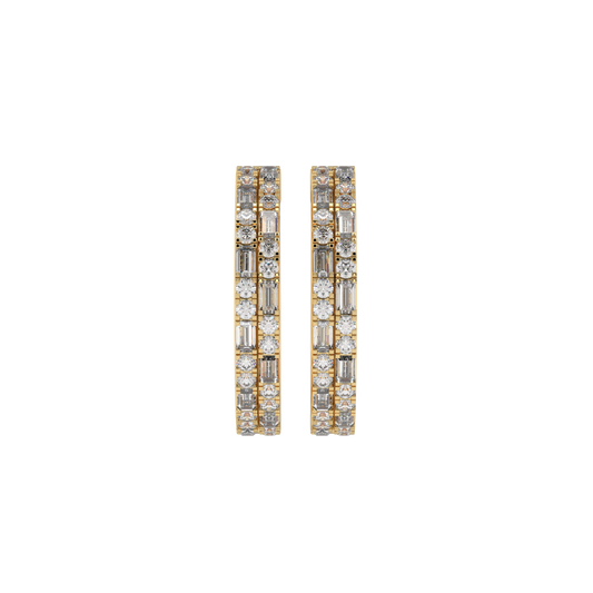 Luxe Baguette & Round Diamond Hoops Caratlink