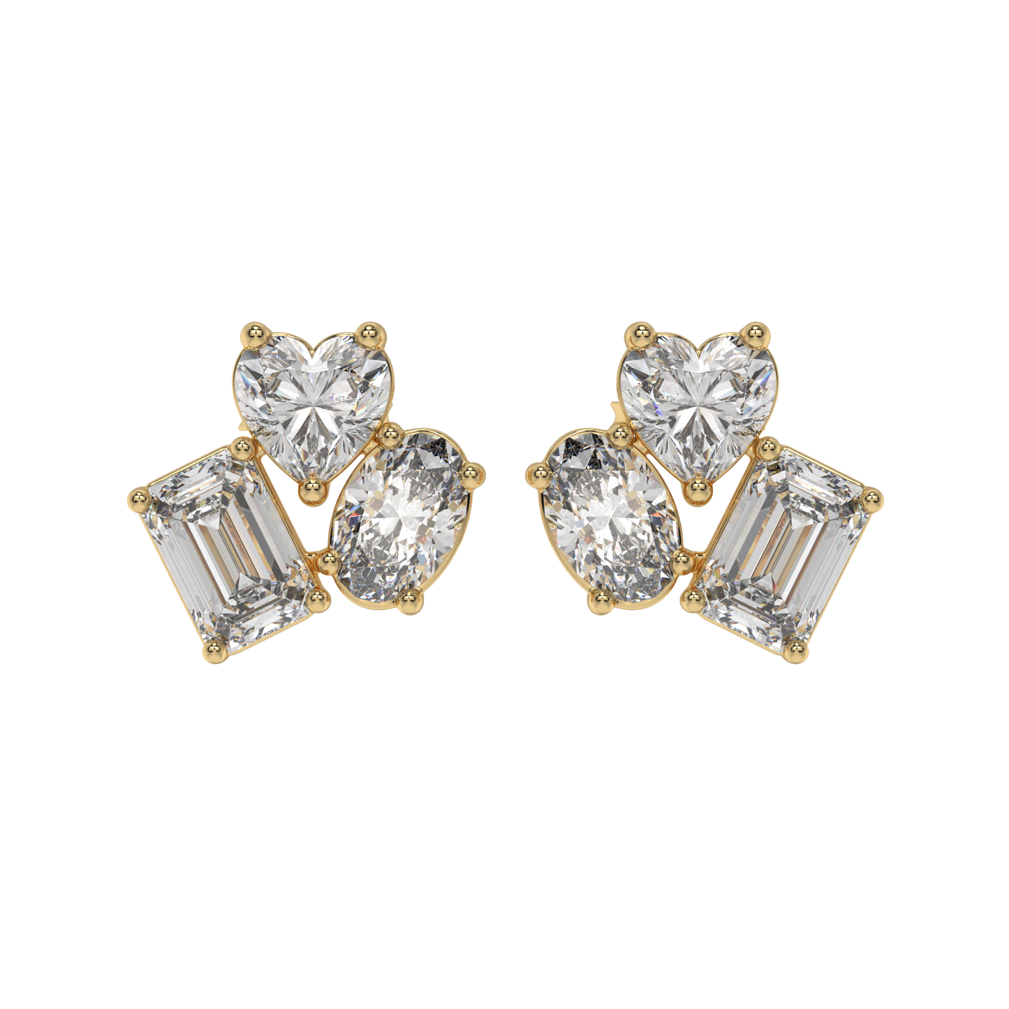 Trio Shape Diamond Stud Earrings Caratlink