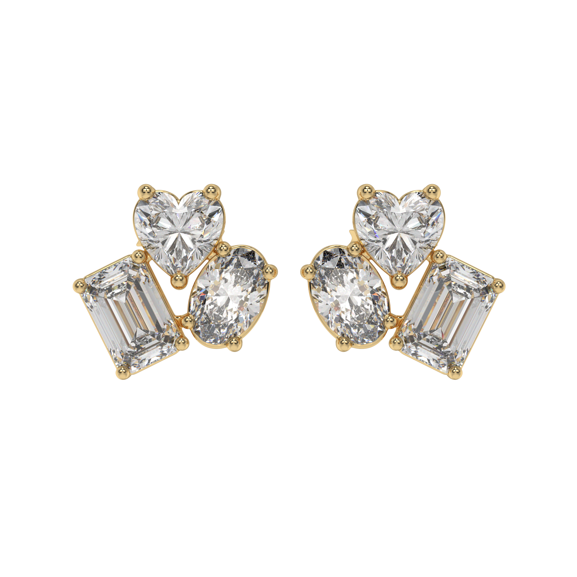 Trio Shape Diamond Stud Earrings Caratlink