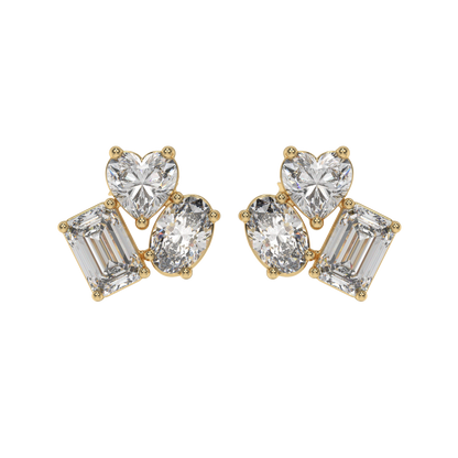 Trio Shape Diamond Stud Earrings Caratlink