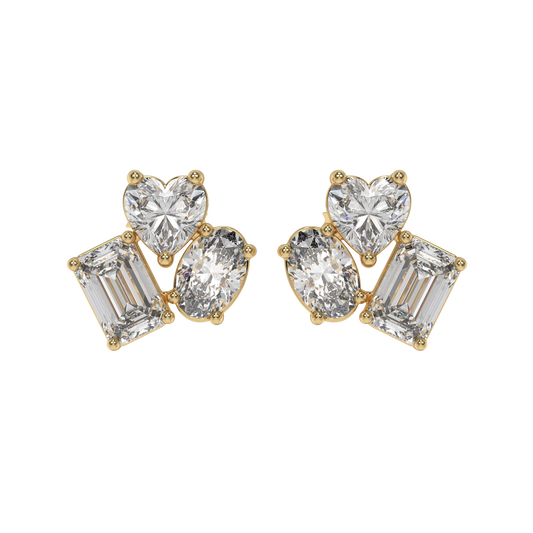 Trio Shape Diamond Stud Earrings Caratlink