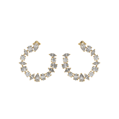 Multi-Shape Diamond Crescent Hoop Earrings Caratlink