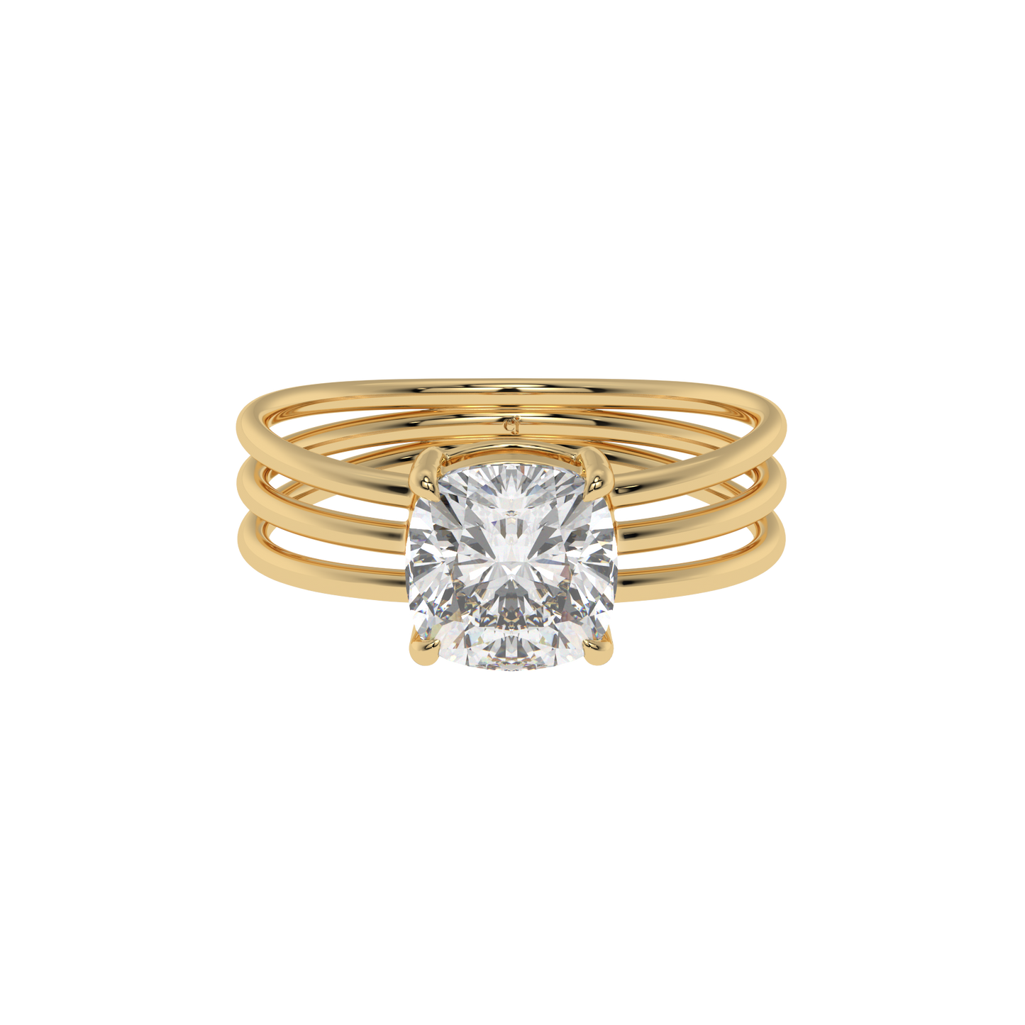 Triple Grace Cushion Solitaire Ring - Caratlink