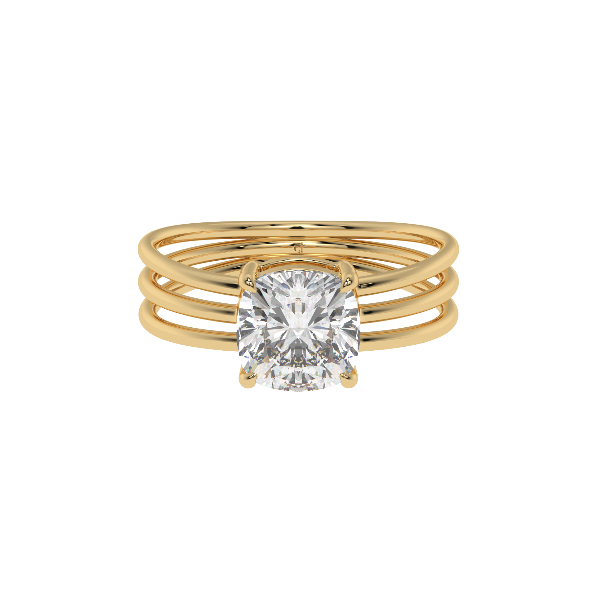 Triple Grace Cushion Solitaire Ring - Caratlink