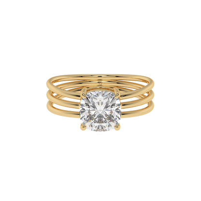 Triple Grace Cushion Solitaire Ring - Caratlink