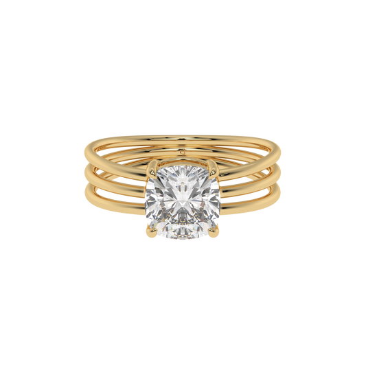 Triple Grace Cushion Solitaire Ring - Caratlink