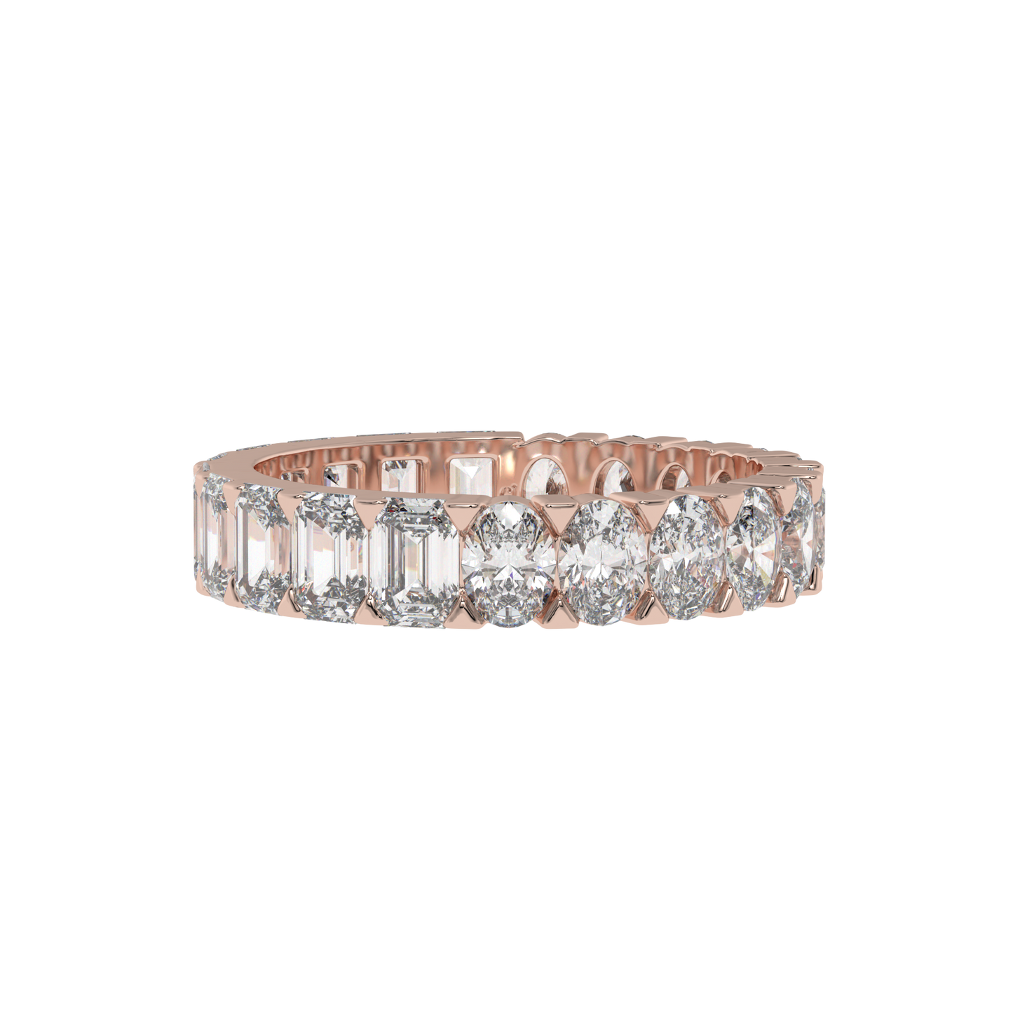 Eternal Emerald & Oval Diamond Eternity Ring Caratlink