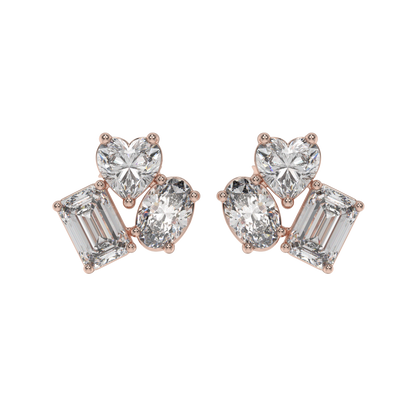 Trio Shape Diamond Stud Earrings Caratlink