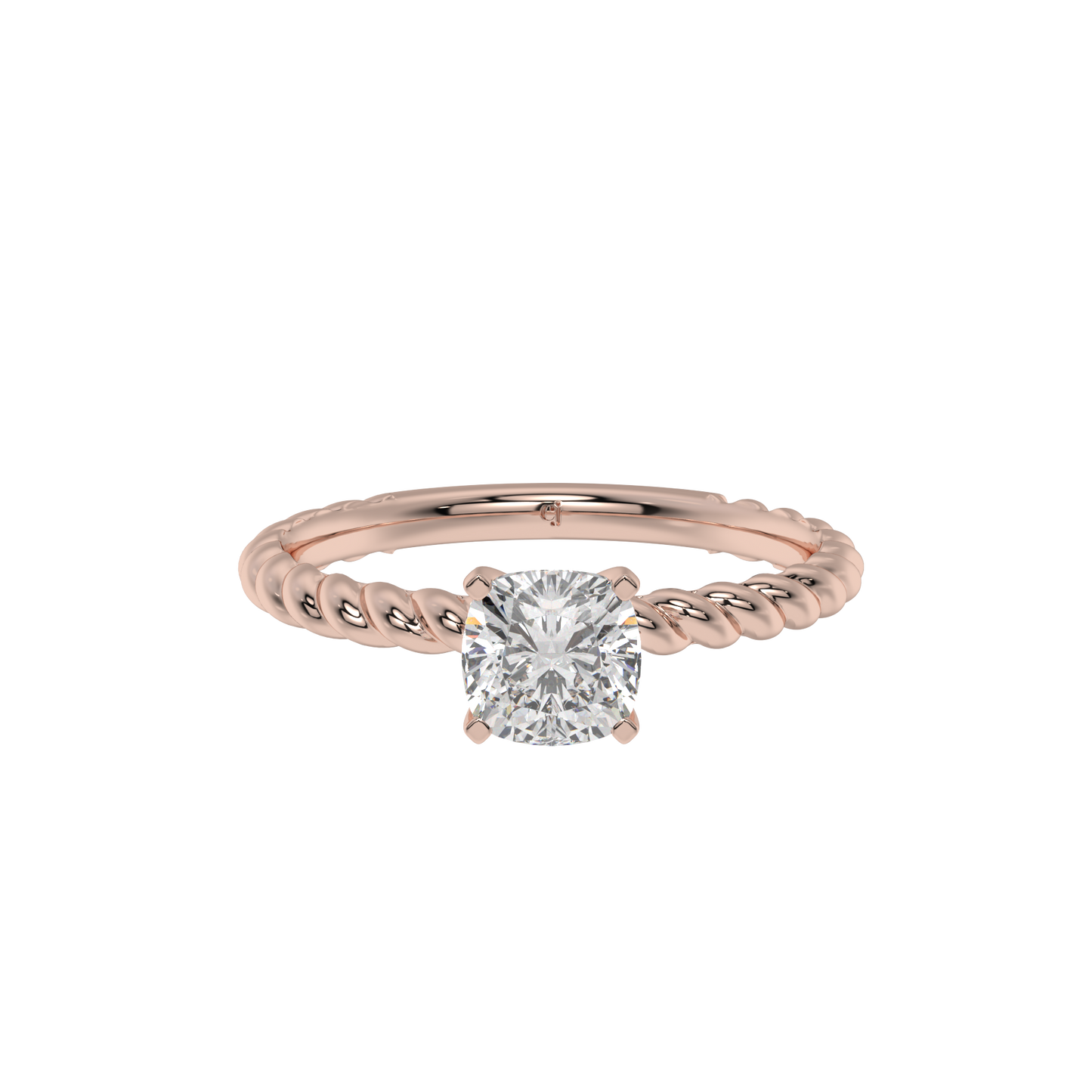 Twisted Rope Cushion Solitaire Ring - Caratlink