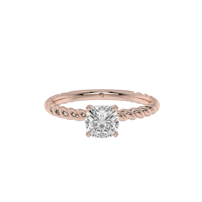 Twisted Rope Cushion Solitaire Ring - Caratlink
