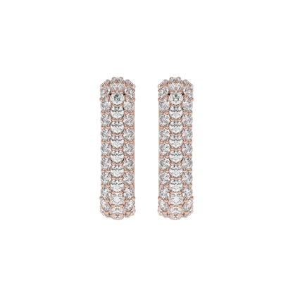 Triple Row Diamond Hoop Earrings