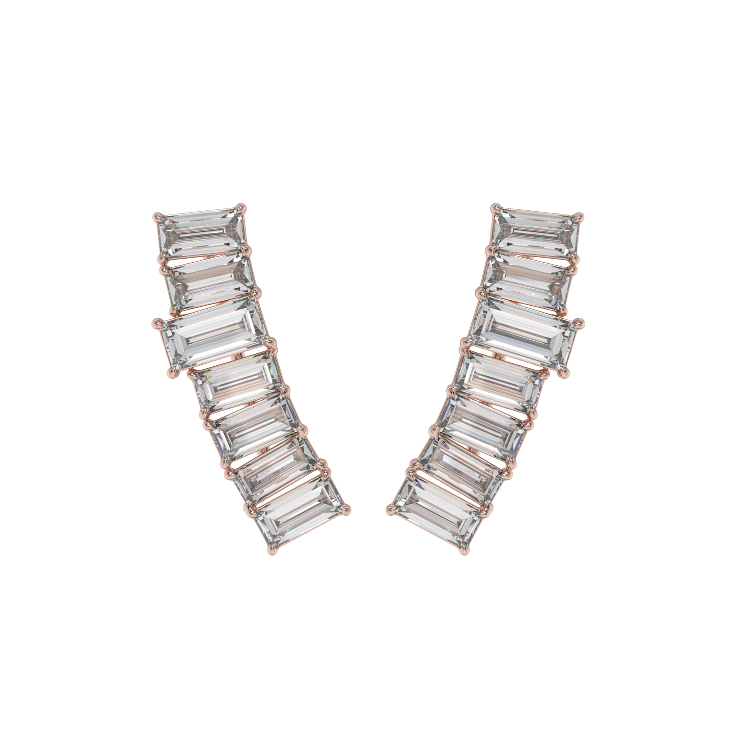 Baguette Cascade Diamond Ear Cuffs Caratlink