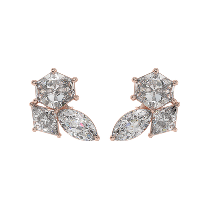 Hexa-Lozenge Diamond Stud Earrings Caratlink