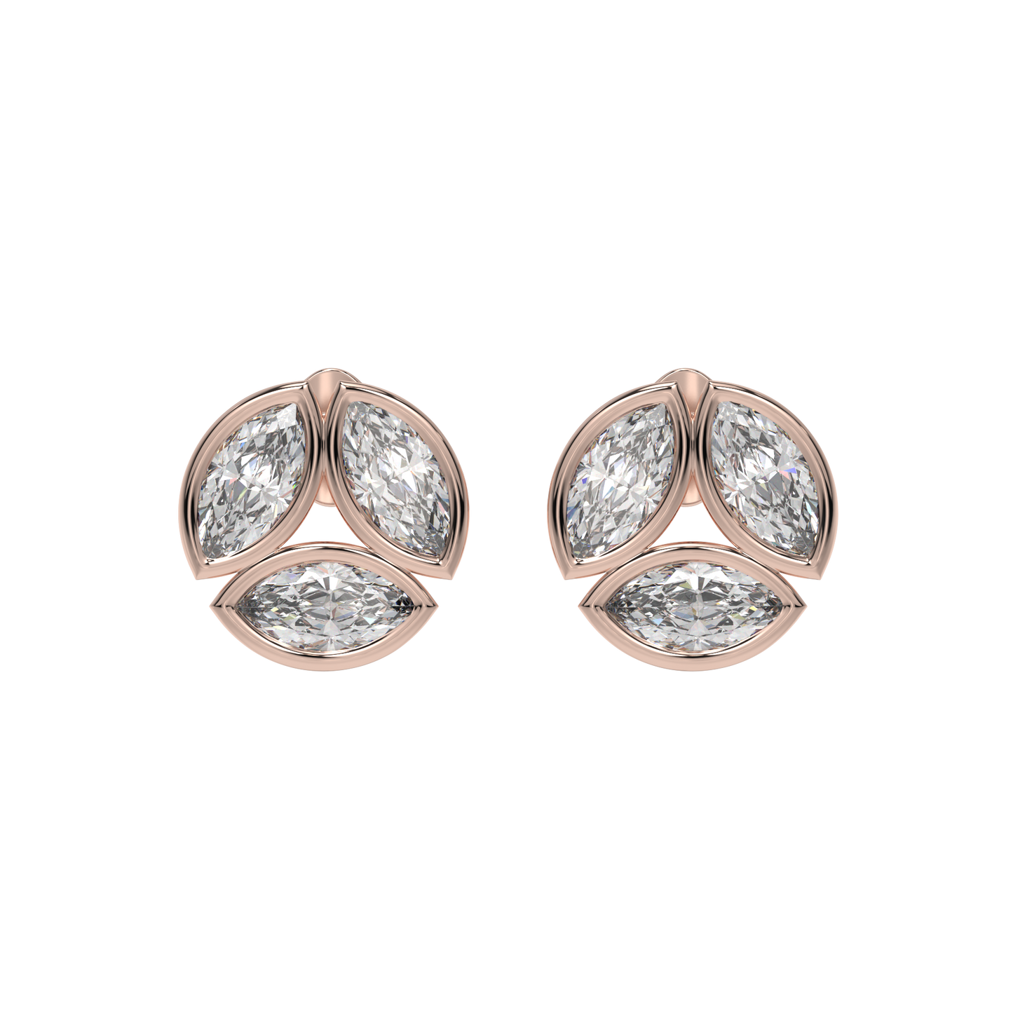 Marquise Trio Diamond Stud Earrings Caratlink
