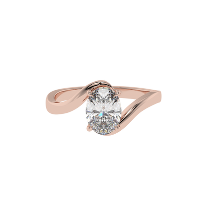 Serene Twist Oval Solitaire Ring - Caratlink