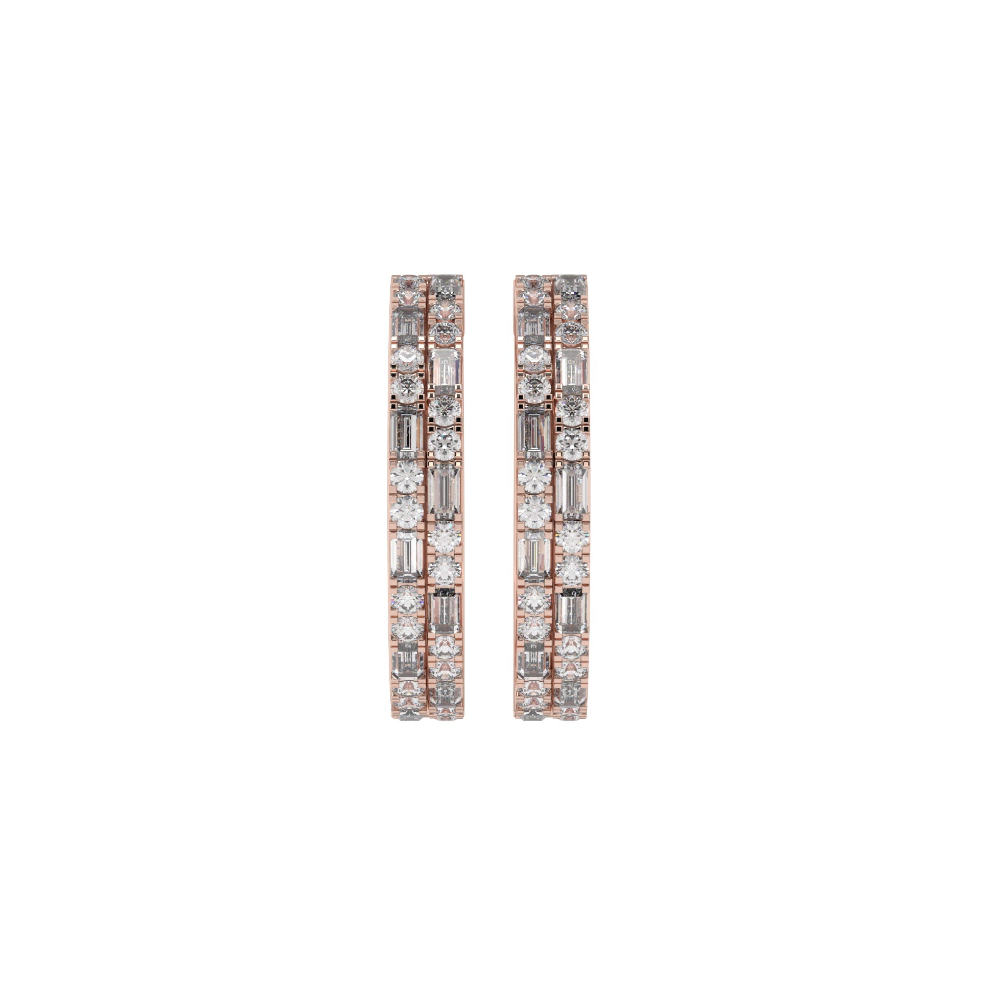 Luxe Baguette & Round Diamond Hoops Caratlink