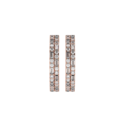 Luxe Baguette & Round Diamond Hoops Caratlink