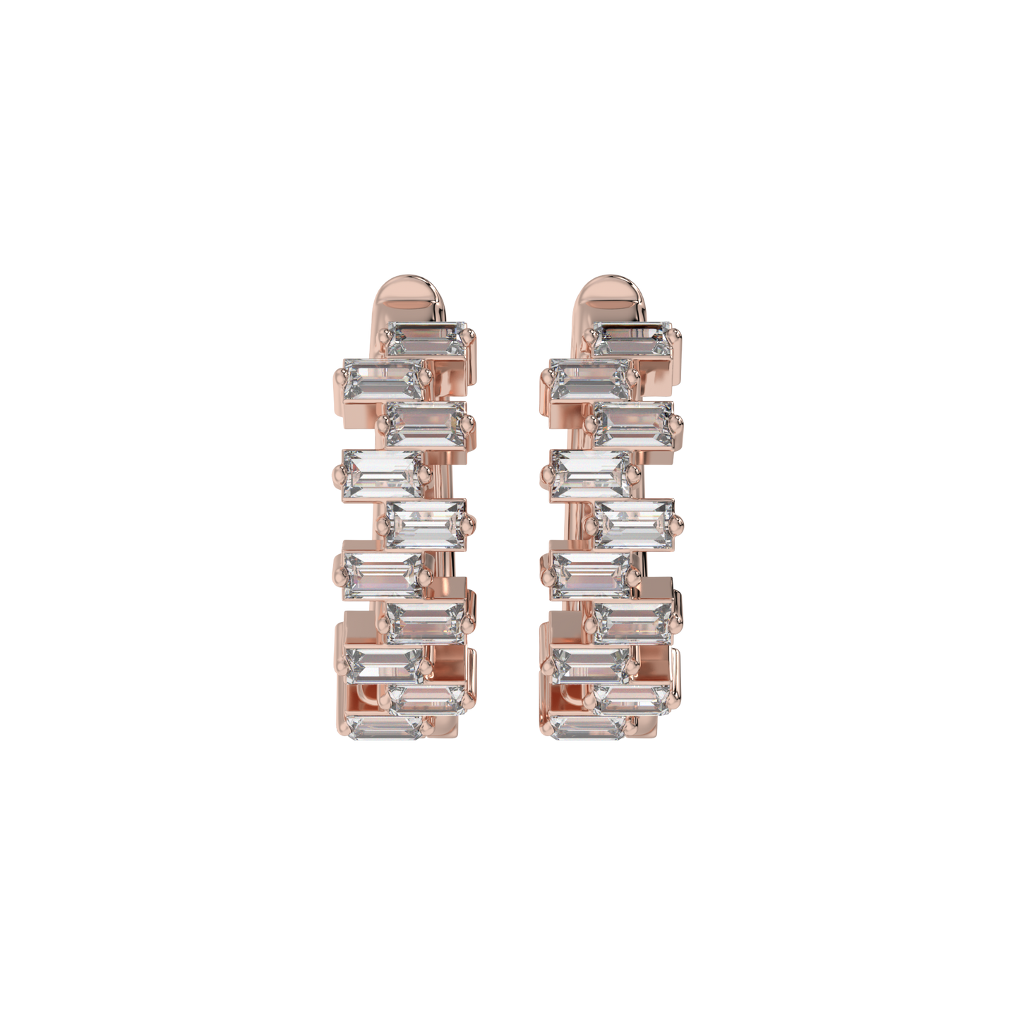 Architectural Baguette Diamond Hoop Earrings Caratlink