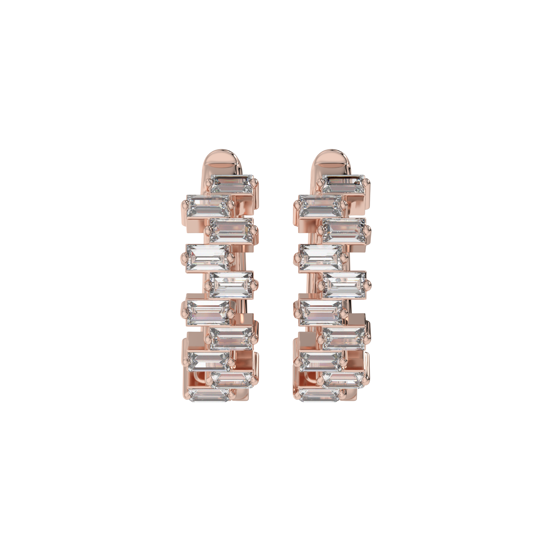 Architectural Baguette Diamond Hoop Earrings Caratlink