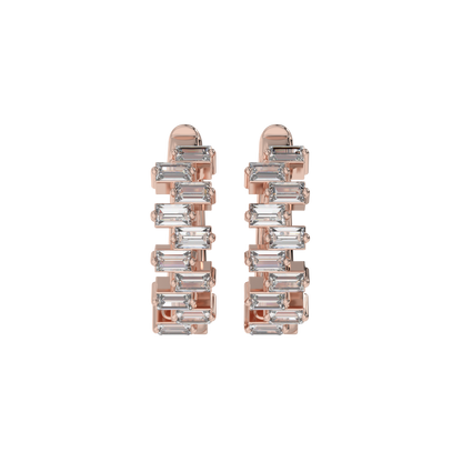 Architectural Baguette Diamond Hoop Earrings Caratlink