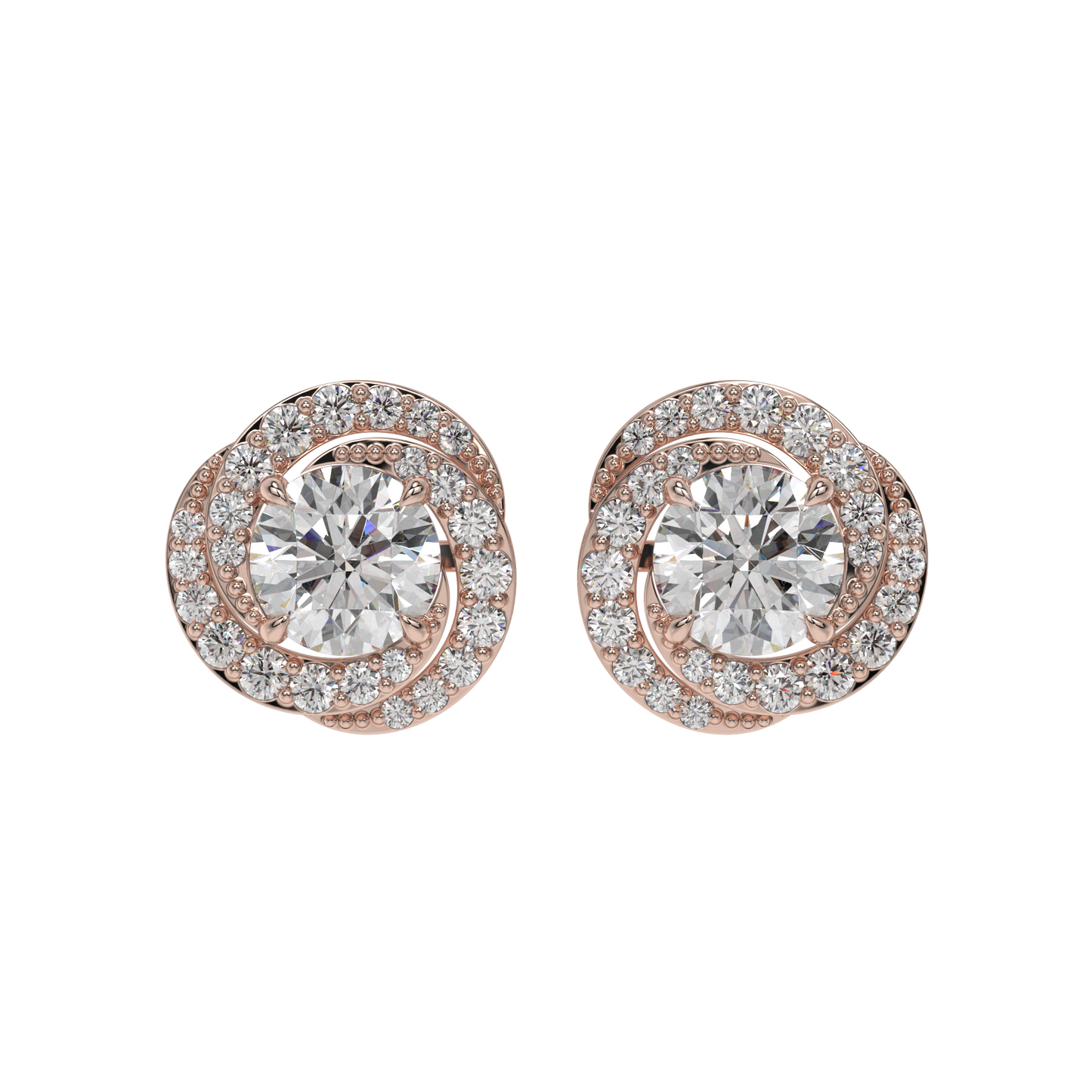 Twirl Halo Diamond Studs CaratLink