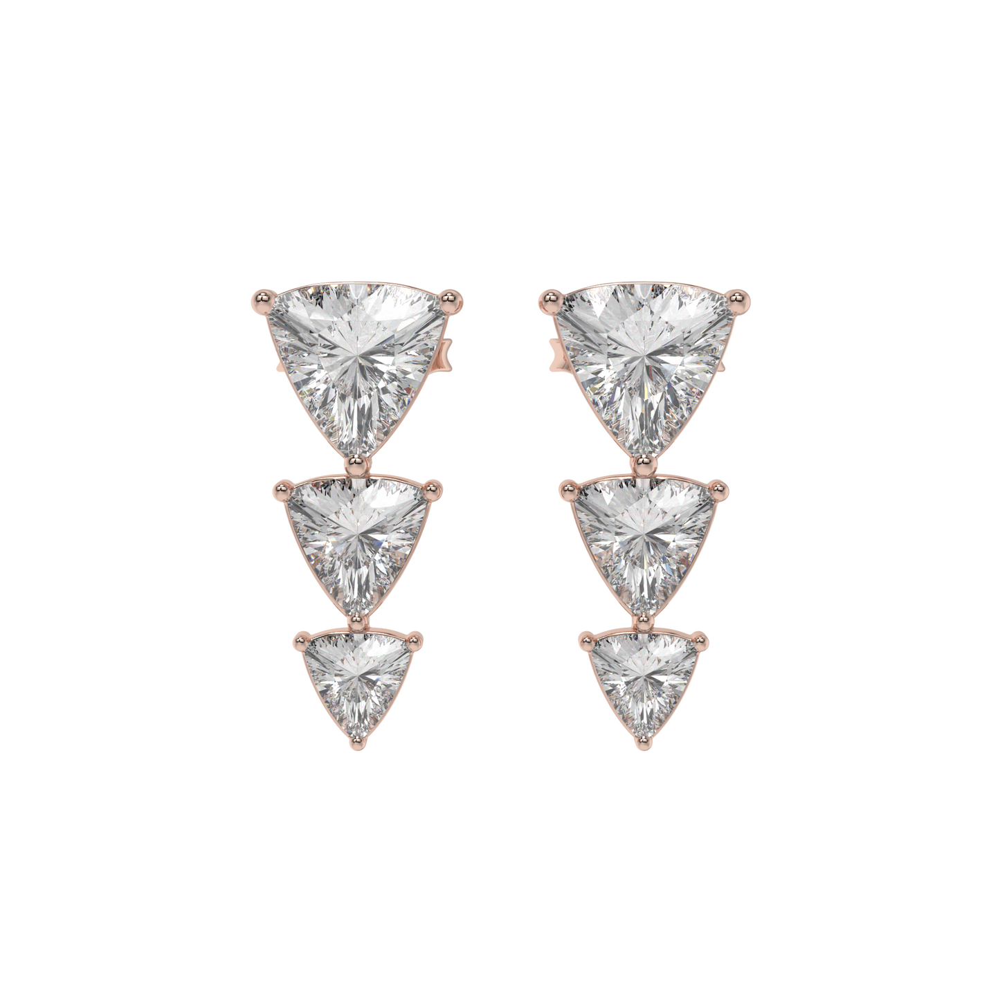 Trillion Cascade Diamond Stud Earrings Caratlink
