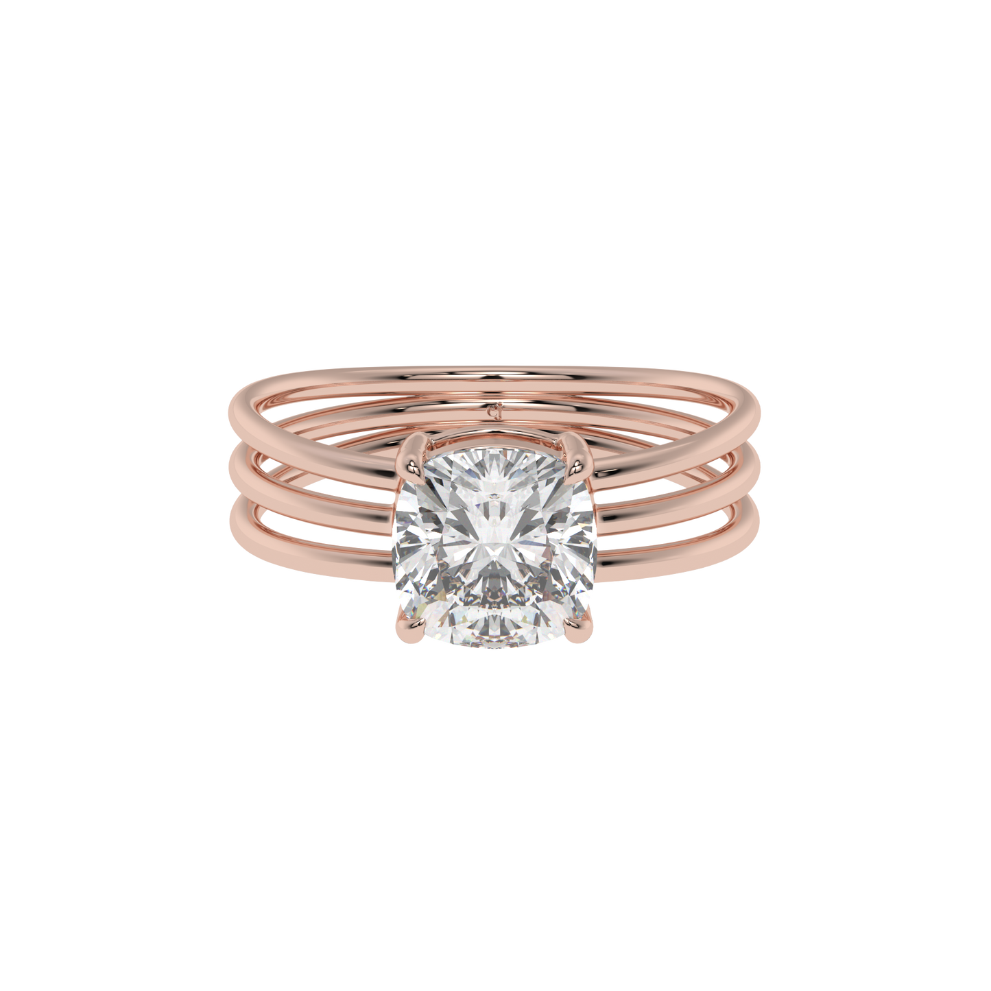Triple Grace Cushion Solitaire Ring - Caratlink