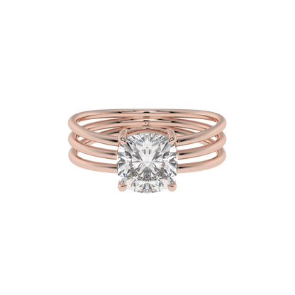 Triple Grace Cushion Solitaire Ring - Caratlink
