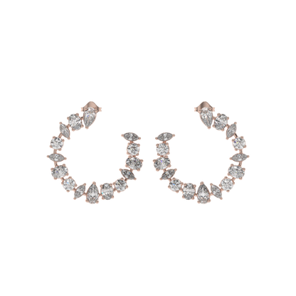 Multi-Shape Diamond Crescent Hoop Earrings Caratlink