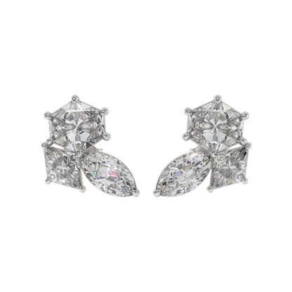 Hexa-Lozenge Diamond Stud Earrings Caratlink