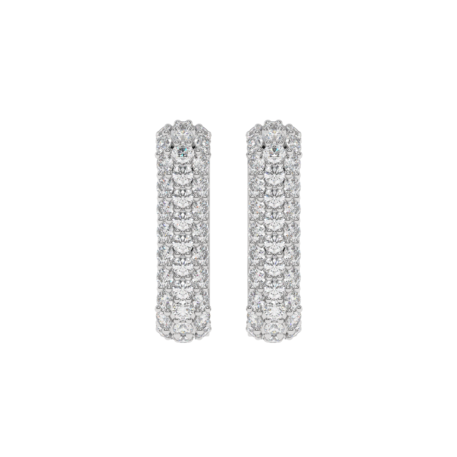 Triple Row Diamond Hoop Earrings CaratLink