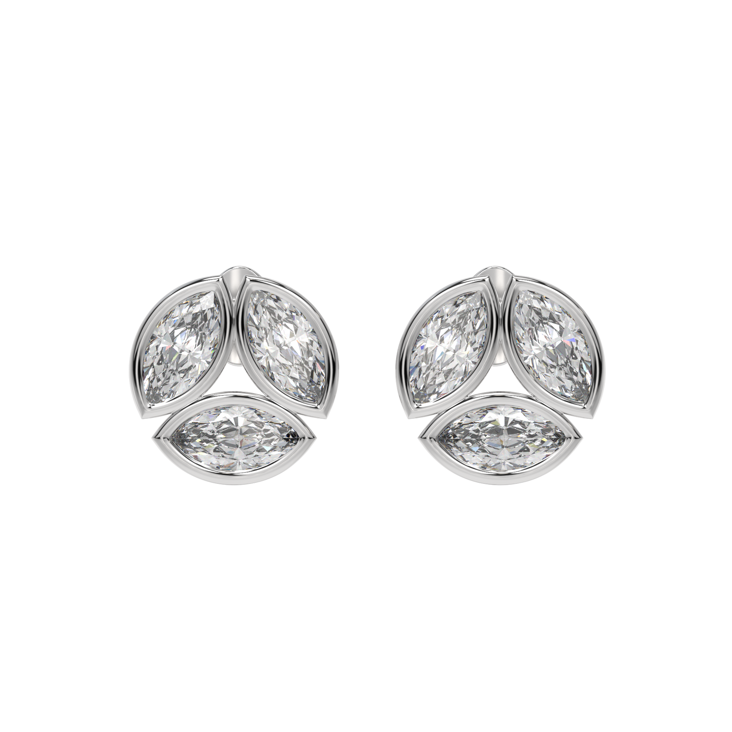 Marquise Trio Diamond Stud Earrings Caratlink