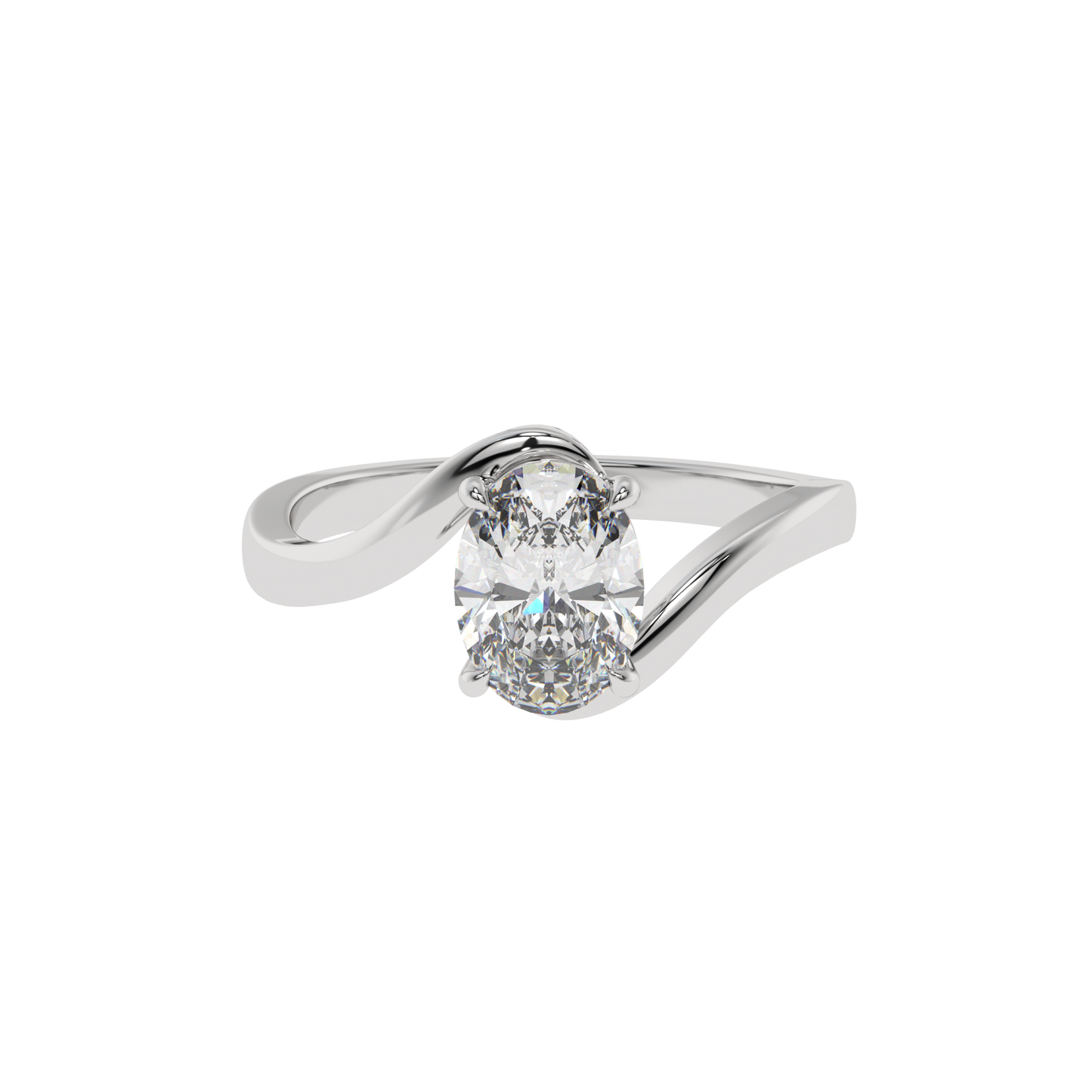 Serene Twist Oval Solitaire Ring - Caratlink