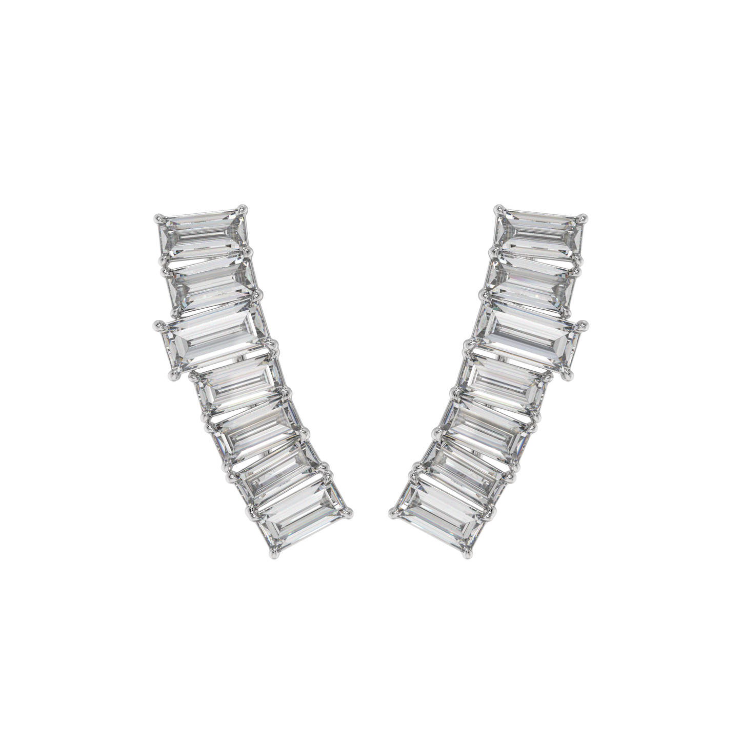 Baguette Cascade Diamond Ear Cuffs Caratlink