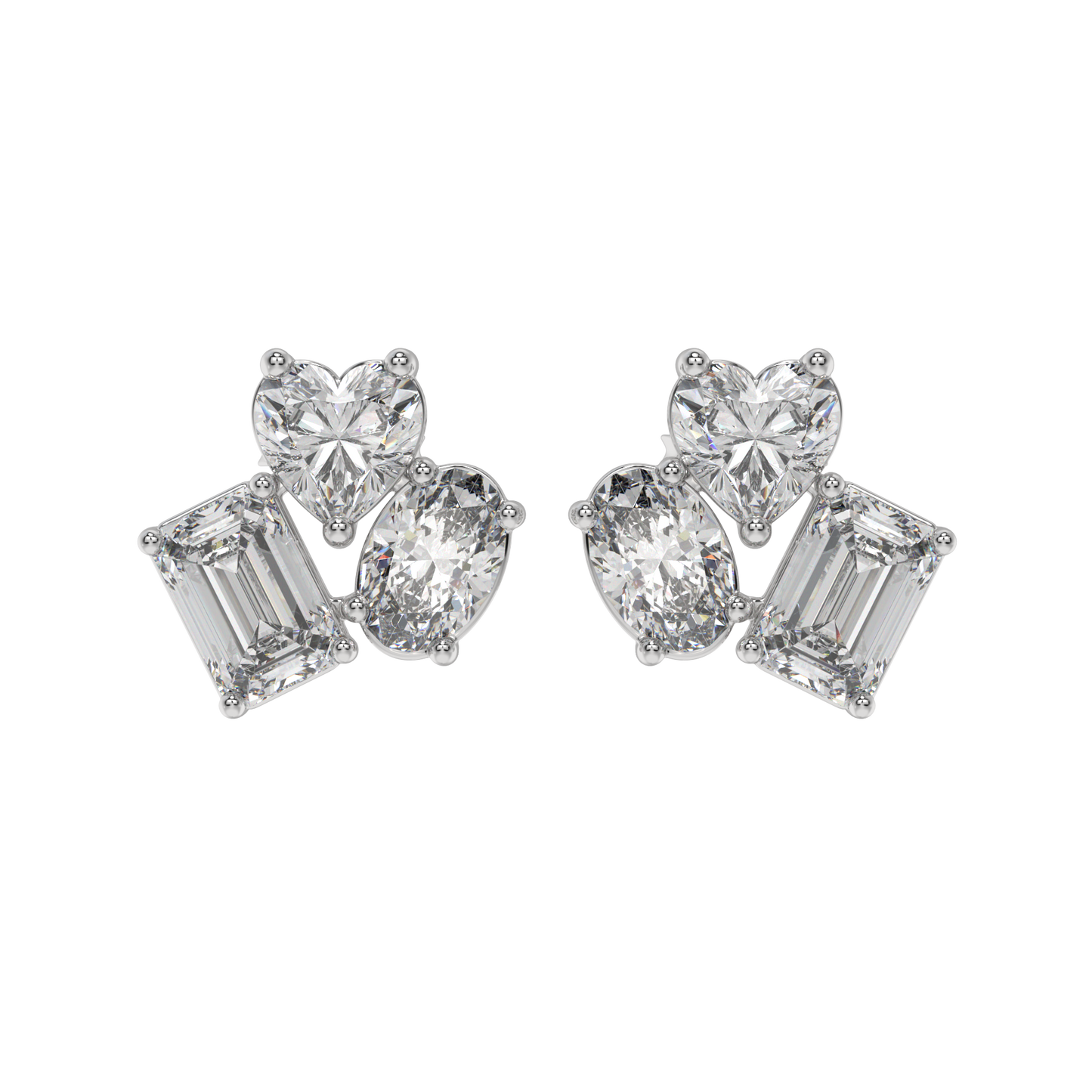 Trio Shape Diamond Stud Earrings Caratlink