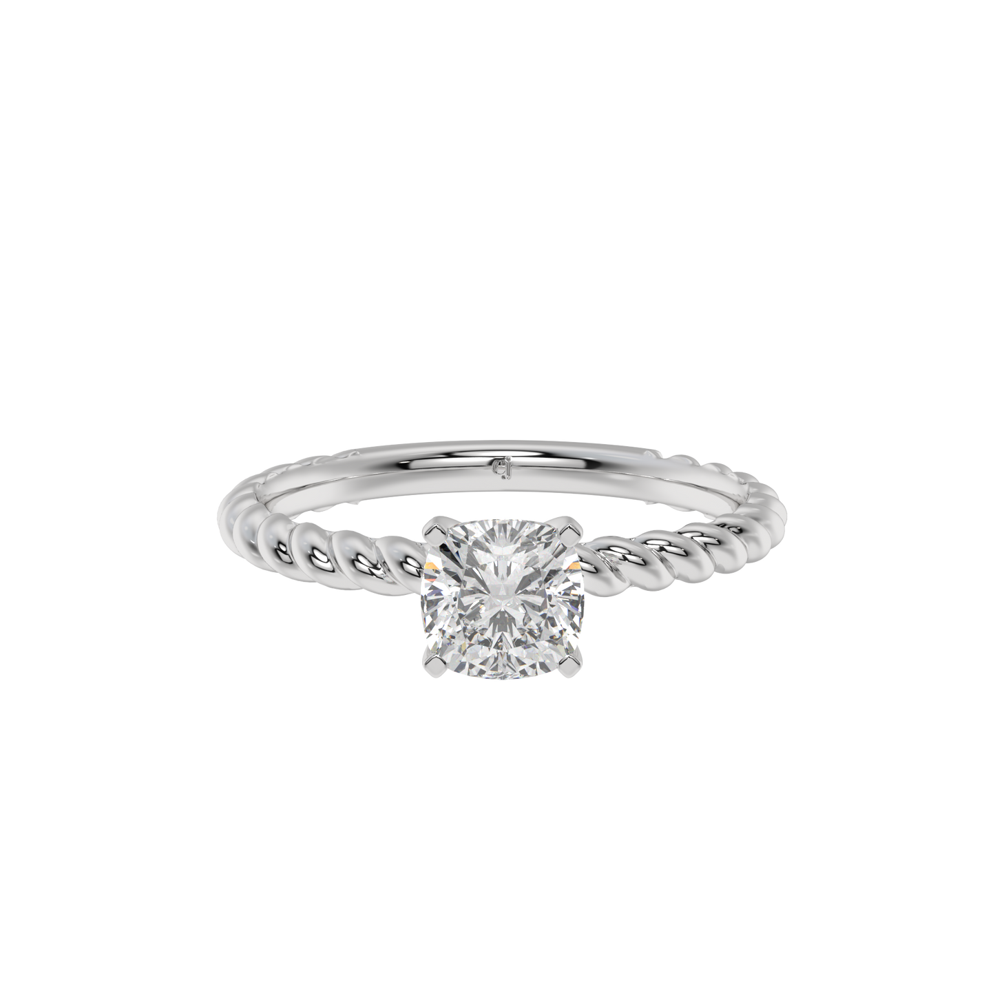 Twisted Rope Cushion Solitaire Ring - Caratlink