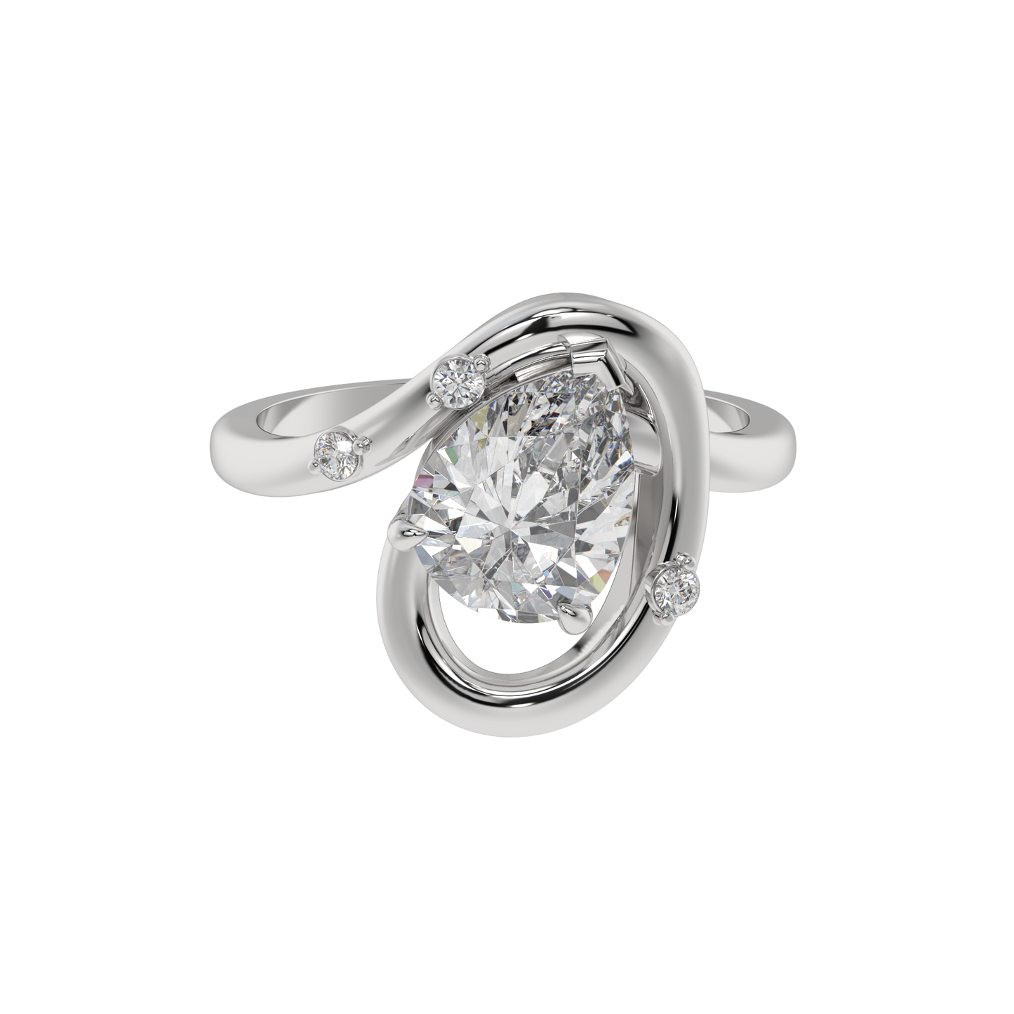 Eternal Swirl Pear Solitaire Ring - Caratlink