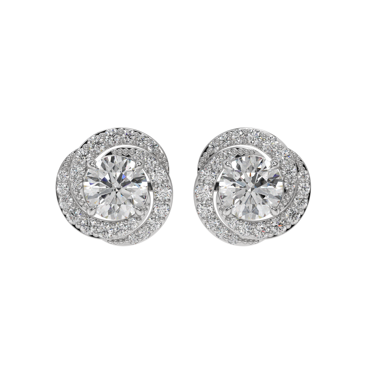 Twirl Halo Diamond Studs CaratLink