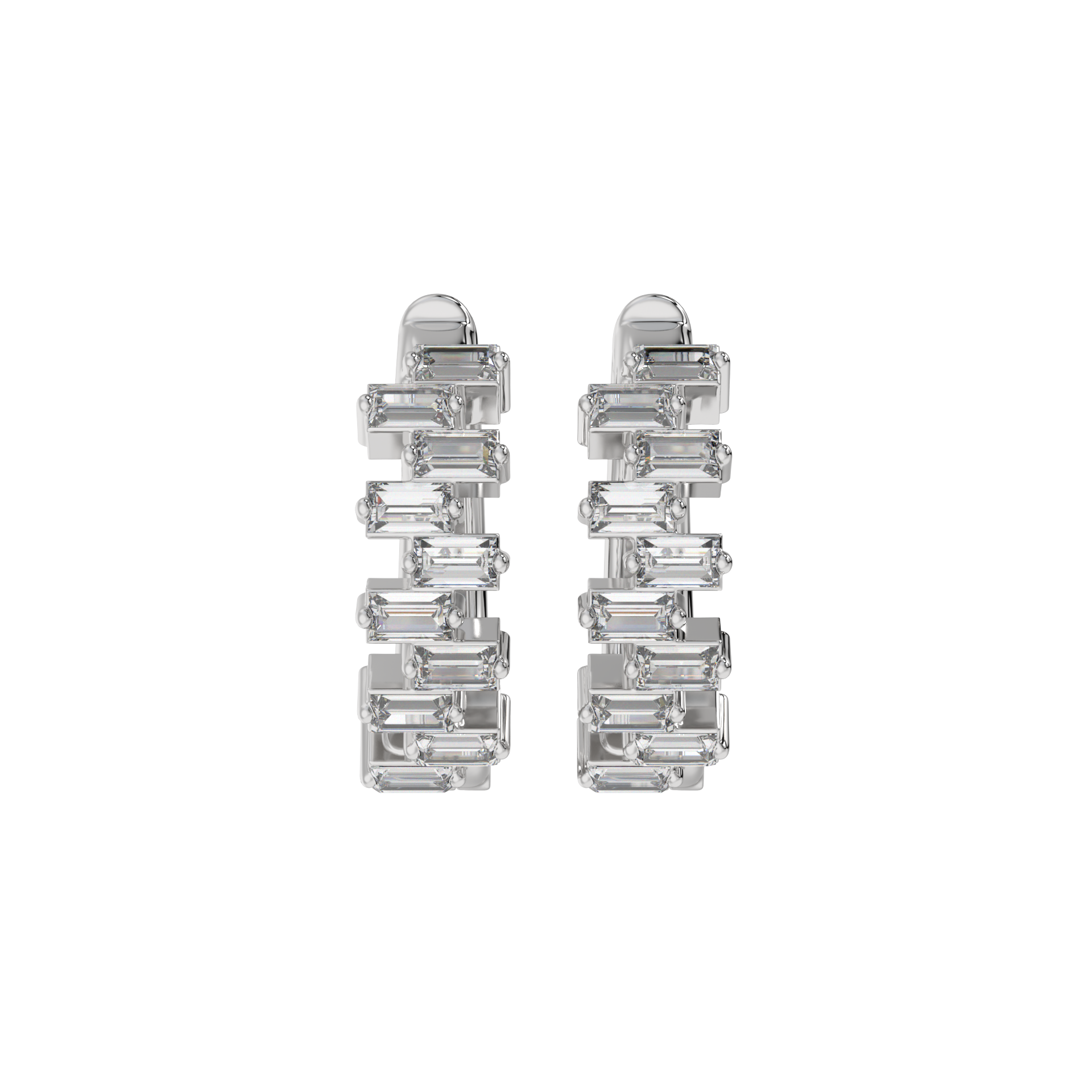 Architectural Baguette Diamond Hoop Earrings Caratlink
